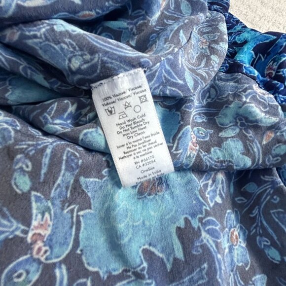 Rujuta Sheth Womens Blue Floral V-Neck Maxi Kaftan Dress M/L Pullover Casual - Picture 4 of 10